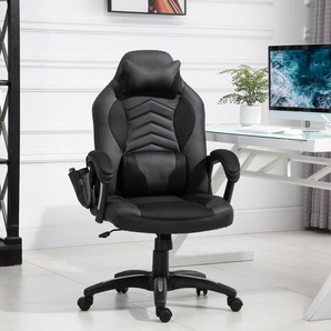 HOMCOM Bürostuhl Massagesessel Gaming Stuhl Wärmefunktion 6 Vibrationspunkte Gaming-Stühle,Kunstleder ,Ledersessel ,6 Vibrationspunkte Ergonomischer mit Massagefunktion