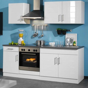 Kücheneinrichtung in Hochglanz-Weiß ohne Geräte (sechsteilig)