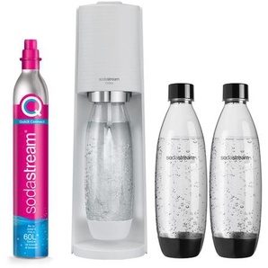 SodaStream Wassersprudler TERRA Promopack mit CO2-Zylinder und 3x 1L spülmaschinenfeste Kunststoff-Flasche, Höhe 44cm, Weiß, 1100447490
