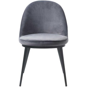 Samt Stuhl Esszimmer in Grau Metallgestell schwarz