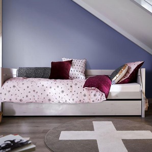 LIFETIME Sofabett Original, weiß mit Holzstruktur, 90x200 cm, mit Einlege-Lattenrost