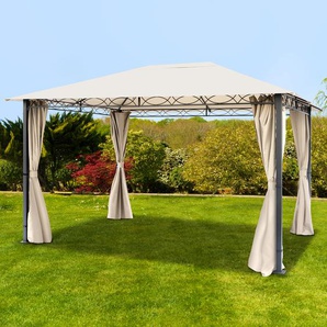 TOOLPORT Gartenpavillon 3x4m Polyester mit PU-Beschichtung 220 g/m² wasserdicht champagnerfarben