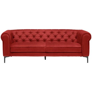 Carryhome Chesterfield-Sofa , Rot , Textil , 3-Sitzer , 220x75x90 cm , Typenauswahl, Stoffauswahl , Wohnzimmer, Sofas & Couches, Chesterfield Sofas