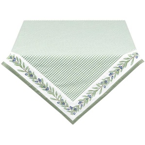 Clayre & Eef Tischdecke 100*100 cm Weiß Grün Baumwolle Quadratisch Oliven Tischtuch Tischtextilien