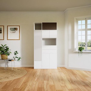 Aktenschrank Weiß - Büroschrank: Schubladen in Weiß & Türen in Weiß - Hochwertige Materialien - 115 x 233 x 47 cm, Modular