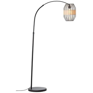 Brilliant Leuchten Bogenlampe Slope, ohne Leuchtmittel, mit Fußschalter, 171 cm Höhe, E27, Metall/Textil, schwarz/natur