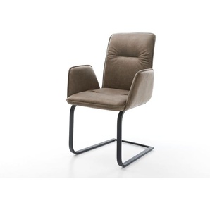 Schwingstuhl Vinja-Flex Taupe Vintage Freischwinger flach Schwarz, Esszimmerstühle