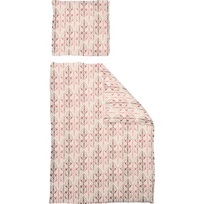 Bettwäsche ADAM Leinenbettwäsche Wave Gr. B/L: 135 cm x 200 cm (1 St.), B/L: 80 cm x 80 cm (1 St.), Jacquard, rosa (rosa, rot) Bettwäsche nach Größe nachhaltig aus Bio-Baumwolle