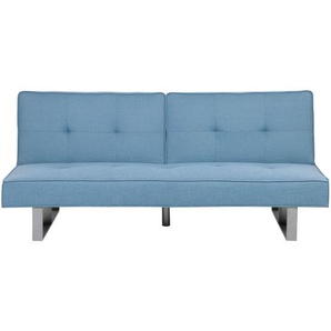 Sofa Blau Polsterbezug 3-Sitzer Schlaffunktion Modern Wohnzimmer