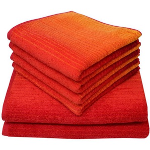Handtuch Set DYCKHOFF mit Farbverlauf Handtuch-Sets Gr. 6 tlg., rot Handtücher Badetücher mit Farbverlauf