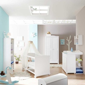 Babyzimmer in Weiß Kiefer Massivholz (fünfteilig)