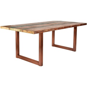 Esstisch SIT Tops Tische Gr. B/H/T: 200 cm x 78 cm x 100 cm, braun (eisen antikbraun) Esstische rechteckig Tisch aus recyceltem Altholz und Metall, Shabby Chic, Vintage