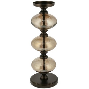 Kerzenständer - braun - Metall, Glas - 37,6 cm - [12.5] | Möbel Kraft