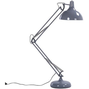 Stehlampe Grau Metall 175 cm höhenverstellbar mit Schirm in Trichterform langes Kabel mit Schalter Modernes Design