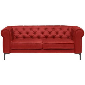 Carryhome Chesterfield-Sofa , Rot , Textil , 2,5-Sitzer , 195x75x90 cm , Typenauswahl, Stoffauswahl , Wohnzimmer, Sofas & Couches, Chesterfield Sofas