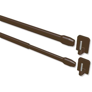 Vitragestangen mit Klebehaken / ausziehbare Scheibenstangen Braun (2 Stück), 80-140 cm