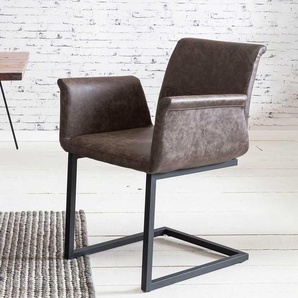 Freischwinger Sessel in Dunkelbraun Kunstleder Loft Design (2er Set)