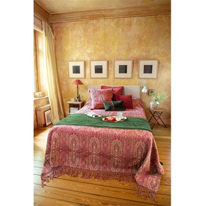 Paisleydecke rot-grün - bunt - 100 % Baumwolle - Tagesdecken & Quilts - Überwürfe & Sofaüberwürfe