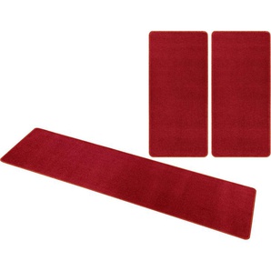 Bettumrandung Shashi HANSE Home, Höhe 8 mm, Kurzflor, Uni-Farben, Bettvorleger, 3-tlg. Läufer-Set, gekettelt