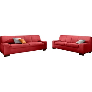 DOMO collection Polstergarnitur Norma, (Set, 2 tlg.), bestehend aus je einem 2- und 3-Sitzer Kunstleder SOFTLUX® rot Couchgarnituren Sets Sofas Couches