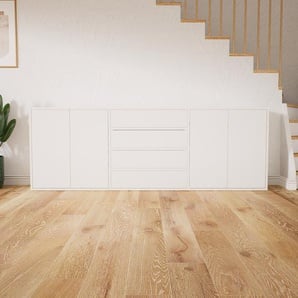 Sideboard Weiß - Sideboard: Schubladen in Weiß & Türen in Weiß - Hochwertige Materialien - 226 x 79 x 34 cm, konfigurierbar