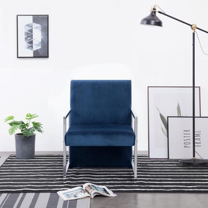 Sessel mit verchromten Füßen Blau Samt 53x69x73 cm