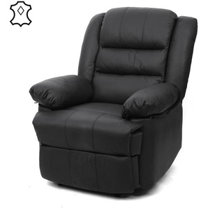 Fernsehsessel HWC-G15, Relaxsessel Liege Sessel, Leder + Kunstleder 101x87x100cm ~ schwarz