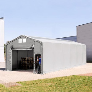 TOOLPORT Zelthalle 6x12m PVC 550 g/m² wasserdicht grau