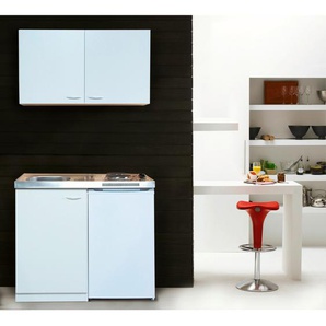 Respekta Miniküche Miniküche , Weiß , Metall , 100 cm , links aufbaubar, rechts aufbaubar , Küchen, Miniküchen
