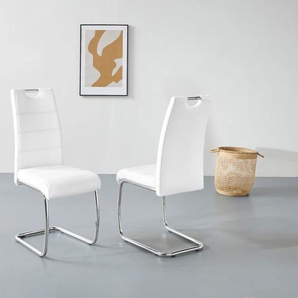 Freischwinger HELA FLORA Stühle Gr. B/H/T: 43 cm x 98 cm x 59 cm, 2 St., Kunstleder, Metall, weiß (weiß, chrom) Freischwinger Stühle 2 oder 4 Stück