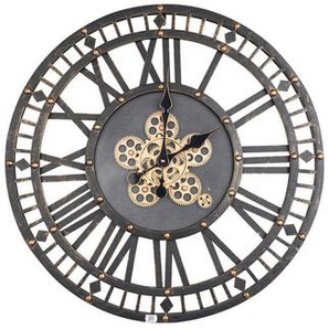 Landscape Wanduhr , Anthrazit, Gold , Metall , 70x70x6 cm , Dekoration, Uhren, Wanduhren