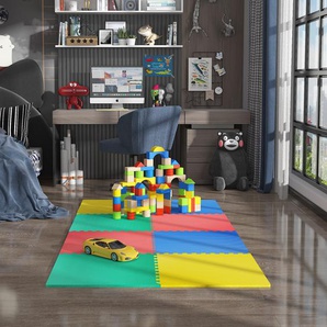 HOMCOM  Puzzlematte Kinderspielteppich Matte Spielmatte Bodenschutzmatte Bodenmatte Turnmatte EVA, Bunt, 60 x 60 x 1,2 cm 8 tlg.