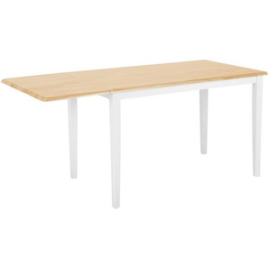 Esstisch Weiß mit Braun 75 x 119 cm Verlängerbar Ausziehbare Tischplatte Lackiert Rechteckig Klassisch Landhausstil