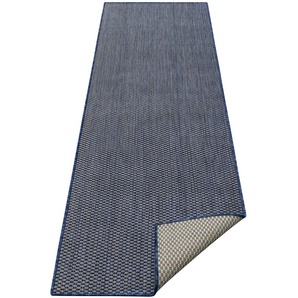 Läufer MY HOME Rhodos Teppiche Gr. B/L: 90 cm x 250 cm, 3 mm, 1 St., blau (navy) Teppichläufer Sisal-Optik, Wetterfest & UV-beständig, für und besonders flach