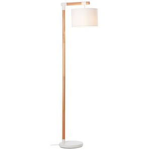 Brilliant Leuchten Stehlampe Eloi, ohne Leuchtmittel, mit weißem Stoffschirm, 167,5 cm Höhe, E27, Holz/Textil, natur/weiß