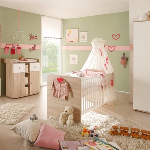 Sleepy Babyzimmer Komplettset Schrank + Regal + Wickelkommode + Bett MDF