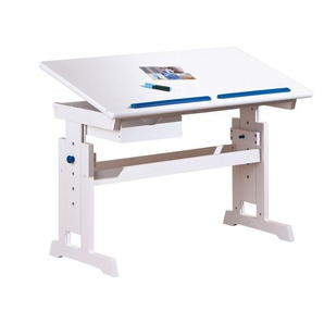 Schreibtisch Kinderschreibtisch höhen- neigungsverstellbar weiß inkl Applikationen blau pink L-Boldi