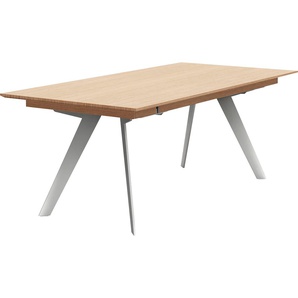 Esstisch GWINNER ET581 Tische Gr. B/H/T: 160 cm x 76 cm x 95 cm, ohne Auszug, braun (eiche satin natur, edelstahl) Esstische rechteckig mit echtholzfurnierter Tischplatte, wahlweise Auszugsfunktion