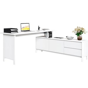 Schreibtisch HOME AFFAIRE Luven Tische Gr. B/H/T: 170 cm x 76 cm x 60 cm, weiß Schreibtische Breite 170-304 cm