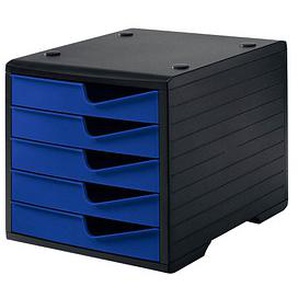 styro Schubladenbox styroswingbox  blau DIN C4 mit 5 Schubladen