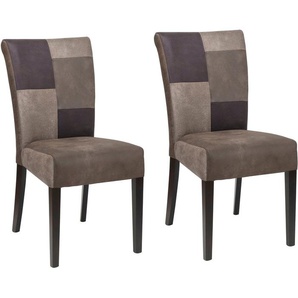 Home affaire Esszimmerstuhl Queen (Set, 2 St), Beingestell aus Massivholz, Patchwork Bezug im Landhaus Stil