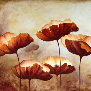Papermoon Fototapete MOHNBLUMEN-MALEREI RETRO VINTAGE BLUMEN DEKOR MUSTER