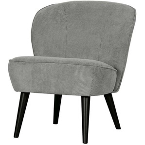 Kleiner Sessel im Retrostil Cord Bezug Graugrün