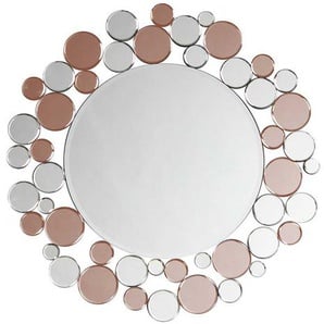 Design Spiegel in Silberfarben und Rosegold rund