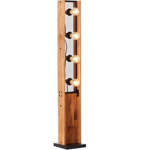 Brilliant Leuchten Stehlampe Calandra, ohne Leuchtmittel, 125,5 x 20 x 20 cm, 4 x E27, Metall/Holz, schwarz/holz
