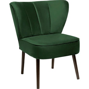 Sessel FINK BRADY Gr. Samtvelours VELVET, B/H/T: 67 cm x 76 cm x 67 cm, grün (grün velvet) Einzelsessel mit Steppung im Rücken