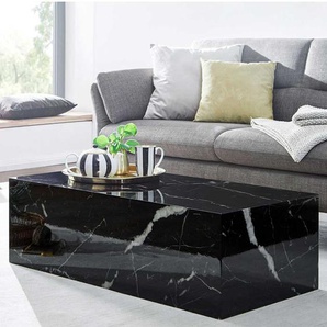 Wohnzimmer Tisch in Schwarz Hellgrau Marmor Optik Hochglanz lackiert