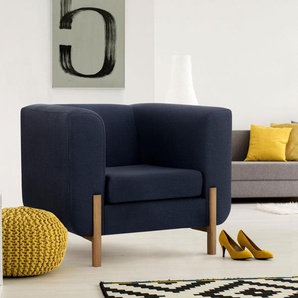 Sessel INOSIGN Gr. Struktur weich, Füße Buche natur, B/H/T: 101 cm x 76 cm x 88 cm, blau (blauschwarz) Einzelsessel Sessel