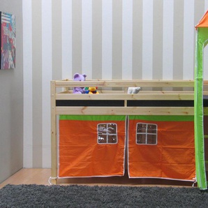 Thuka Kinder Hochbett 90x200 + Zubehör grün orange Kinderbett Bett Spielbett