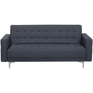 Sofa Grau Polsterbezug 3-Sitzer Schlaffunktion Klassisch Wohnzimmer